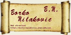 Borko Milaković vizit kartica